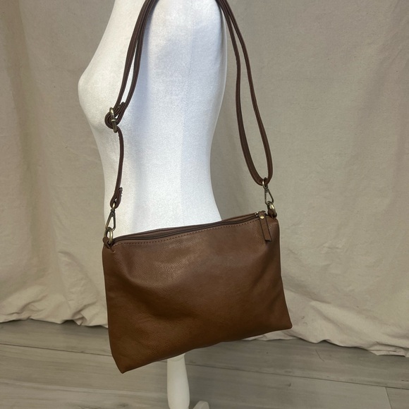 Joy Susan Handbags - Joy Susan Crossbody Shoulder Vegan Leather Brown Purse
